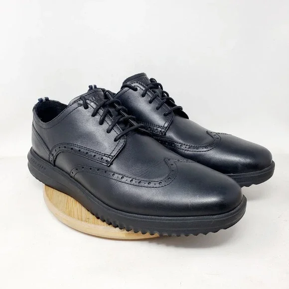 Cole Haan OriginalGrand Shoes Mens 11.5 Triple Black Wingtip Oxford Sneaker - Picture 6 of 14